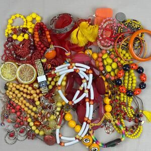 Craft Jewelry Lot - 3 lbs Yellow Orange Red Vibrant Chunky Bold Beads